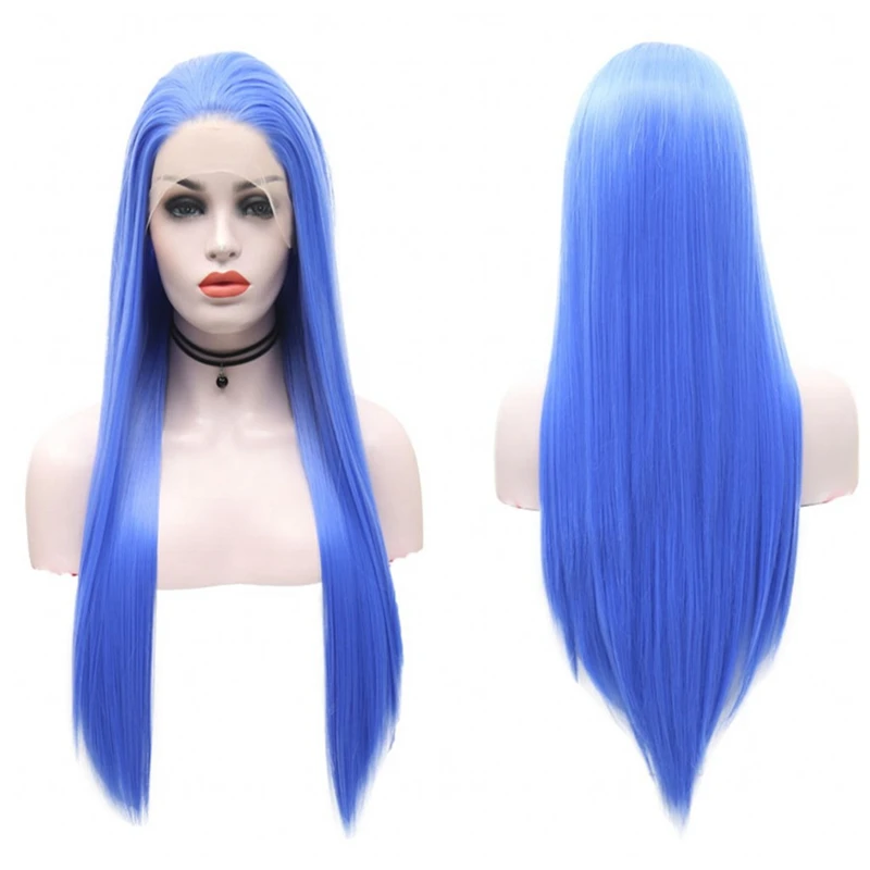 Фото Термостойкие волосы JOY & BEAUTY синтетический парик из волокон синего цвета шелковые