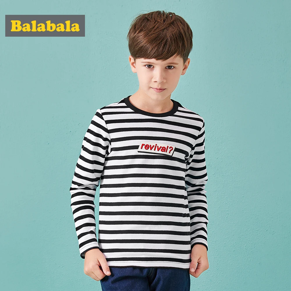 Balabala/2018 г. Осенние футболки для мальчиков Новая цветная детская одежда с длинными