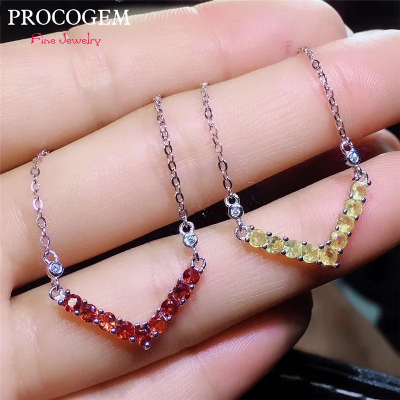 Natural Fancy Orange Sapphire V Necklaces for Women High quality 3x3mm 1.6Ct Genuine gems Fine jewelry 925 Sterling Silver #390
Natural Fancy Orange Sapphire V Necklaces for Women High quality 3x3mm 1.6Ct Genuine gems Fine jewelry 925 Sterling Silver #390