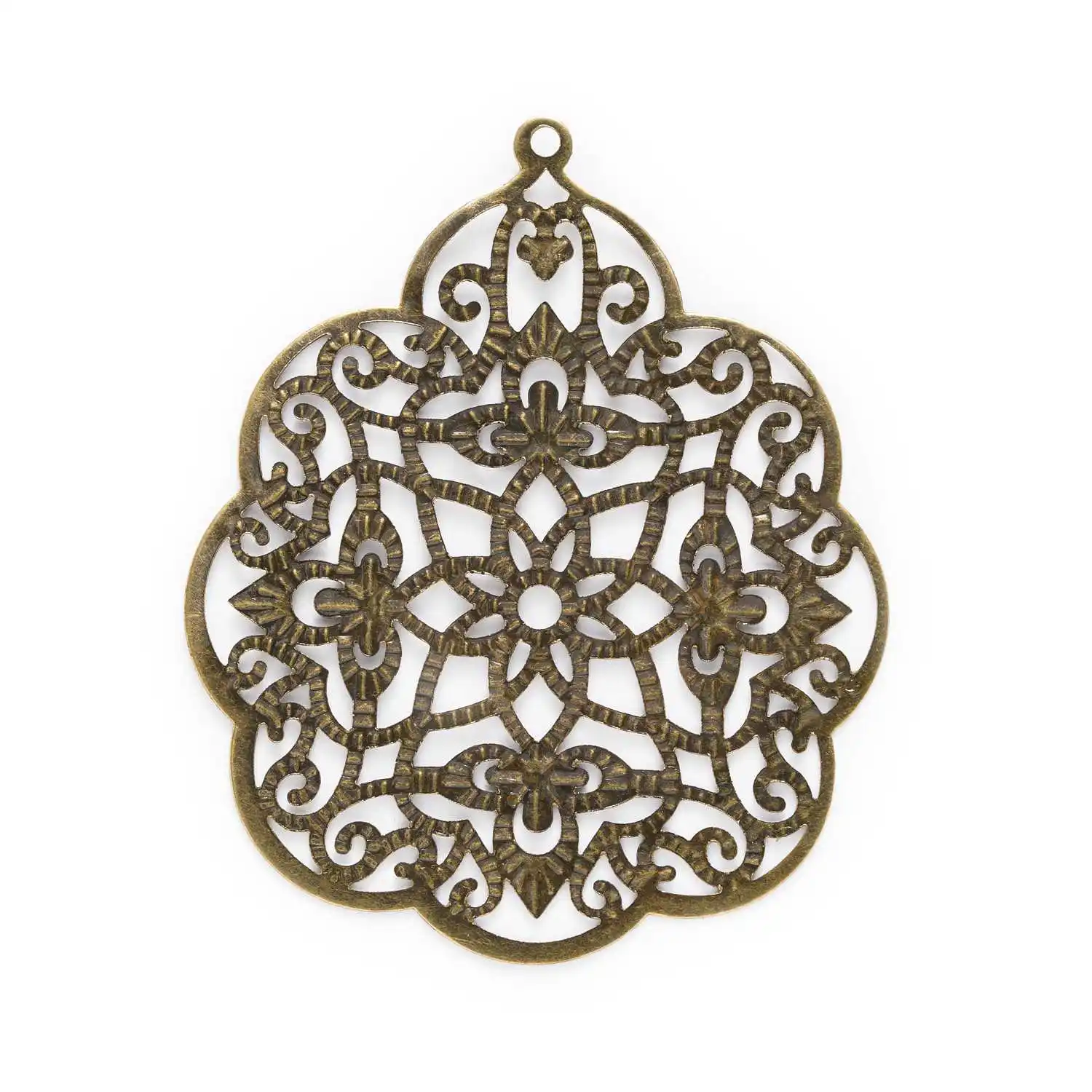 

10/30 Piece Bronze Tone Filigree Hollow Flower Shaped Wraps Charms Pendants Connnector Embellishments Findings 58x48mm