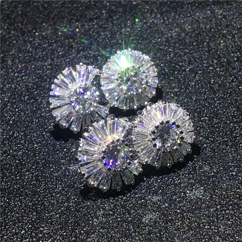 Элегантные серьги в форме цветка Earrring AAAAA Циркон cz 925 серебро обручальные со