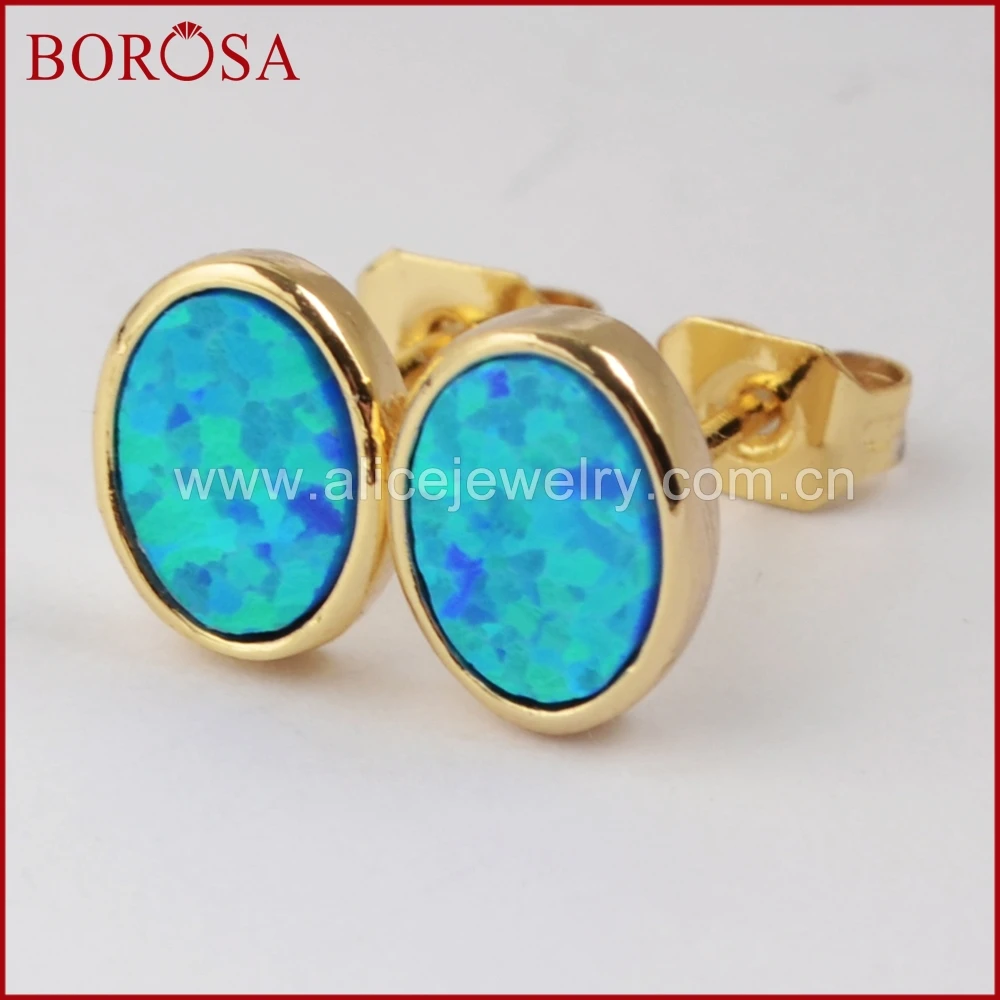 BOROSA Stylish Gold Color Bezel Oval Blue Opal Stud Earrings Gems Japanese Opal Earring for Women Fashion Druzy Jewelry ZG0229
BOROSA Stylish Gold Color Bezel Oval Blue Opal Stud Earrings Gems Japanese Opal Earring for Women Fashion Druzy Jewelry ZG0229