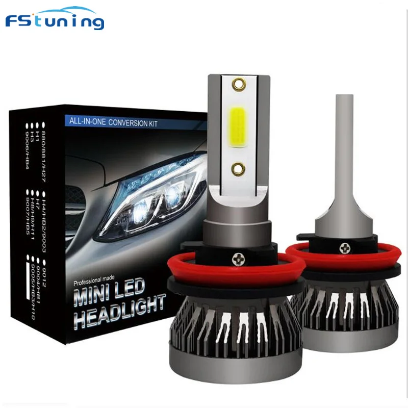 FSTUNING мини размер автомобиля лампы 8000lm H1 H7 H8 H9 H11 9005 9006 H4 9003 hb2 светодиодные фары h7