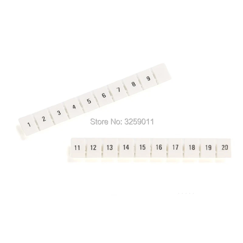 

50PCS ZB6 Din Rail Terminal Blocks Maker Strips with Numbers Printed for UK-5N UK-2.5B Terminal plastic white