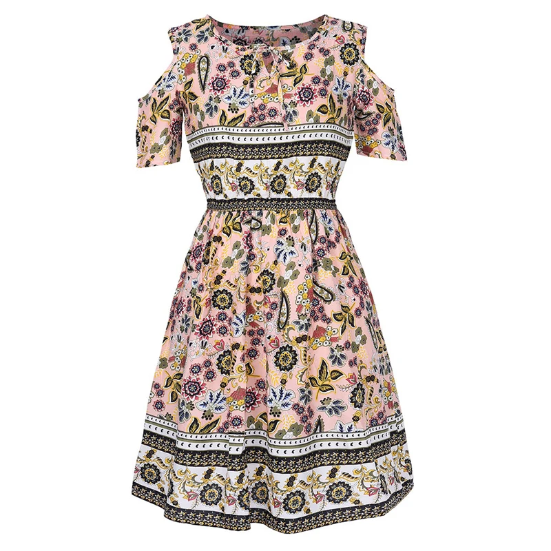 Casual Summer Printed Flower O-Neck Dress Ladies Knee Length A line Loose Short Sleeve Beach Evening Party Women Sundress
Casual Summer Printed Flower O-Neck Dress Ladies Knee Length A line Loose Short Sleeve Beach Evening Party Women Sundress