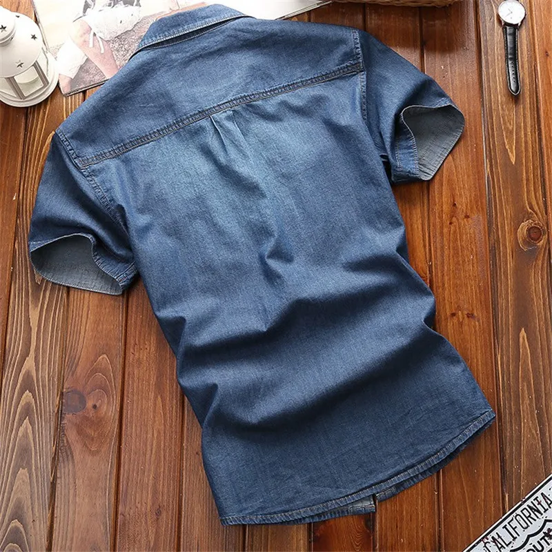 Summer Denim Shirt Short Sleeve Mens Shirts Casual Slim Fit Plus Size 4Xl Cotton Vintage Single Breasted Top Men Fashions Xl5110
Summer Denim Shirt Short Sleeve Mens Shirts Casual Slim Fit Plus Size 4Xl Cotton Vintage Single Breasted Top Men Fashions Xl5110