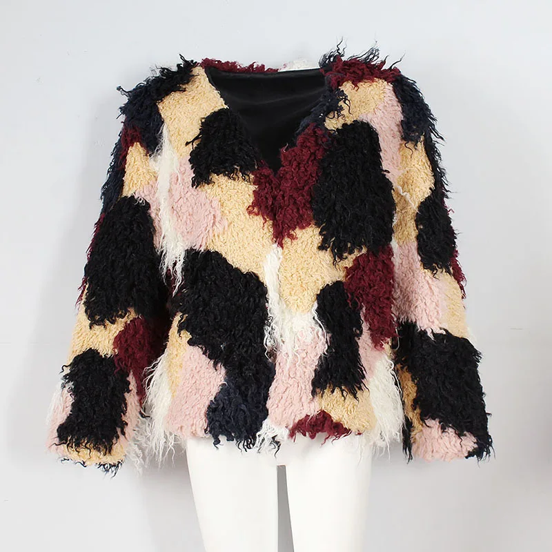Hairy Fur Coat Contrast Color Womens Warm Long Sleeve O-neck Collarless Winter Outerwear Jacket Fluffy Parkas Oversize 6Q1262
Hairy Fur Coat Contrast Color Womens Warm Long Sleeve O-neck Collarless Winter Outerwear Jacket Fluffy Parkas Oversize 6Q1262