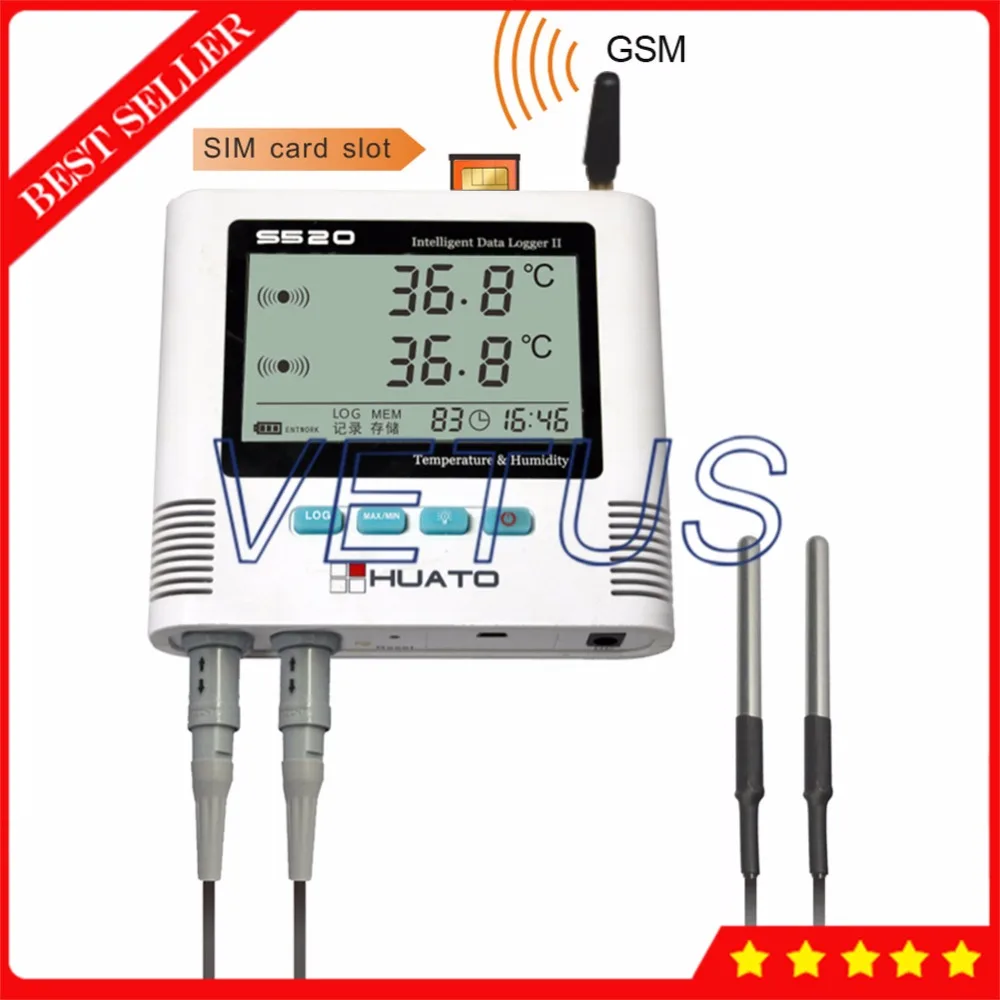 S520-DT-GSM Dual external Sensor 2 Channel USB Temperature Data Logger with digital temperature meter datalogger 6,5000 recorder
S520-DT-GSM Dual external Sensor 2 Channel USB Temperature Data Logger with digital temperature meter datalogger 6,5000 recorder