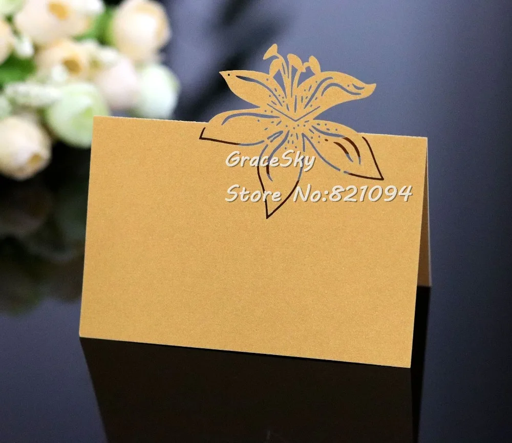 50pcs free shipping laser cut Lily Flowers design paper Name Place Cards Wedding invitation Cards Party Table home Decoration
50pcs free shipping laser cut Lily Flowers design paper Name Place Cards Wedding invitation Cards Party Table home Decoration