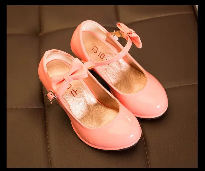 Children 2020 hot sale princess shoes girls party bow shiny Solid color high-heeled fashion for kids size26-35 | Мать и ребенок