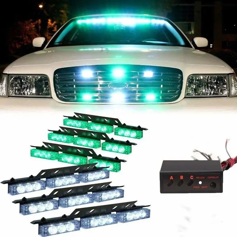 54x LED Emergency Vehicle Car Truck Strobe Lights Bars Deck Dash Grill Warning Lights (Green White)
54x LED Emergency Vehicle Car Truck Strobe Lights Bars Deck Dash Grill Warning Lights (Green White)