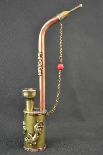 Fine antique Miao-Silver Old white Copper Chinese Antique chain dragon smoking pipe bronze
Fine antique Miao-Silver Old white Copper Chinese Antique chain dragon smoking pipe bronze