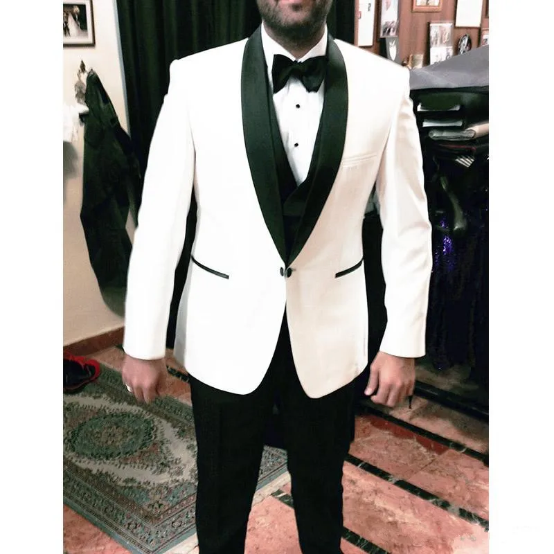 Thre Piece Wedding Tuxedos for Groom Wear With Black Shawl Lapel Slim Fit Business Men Suits Custom Made (Jacket+Pants)
Thre Piece Wedding Tuxedos for Groom Wear With Black Shawl Lapel Slim Fit Business Men Suits Custom Made (Jacket+Pants)