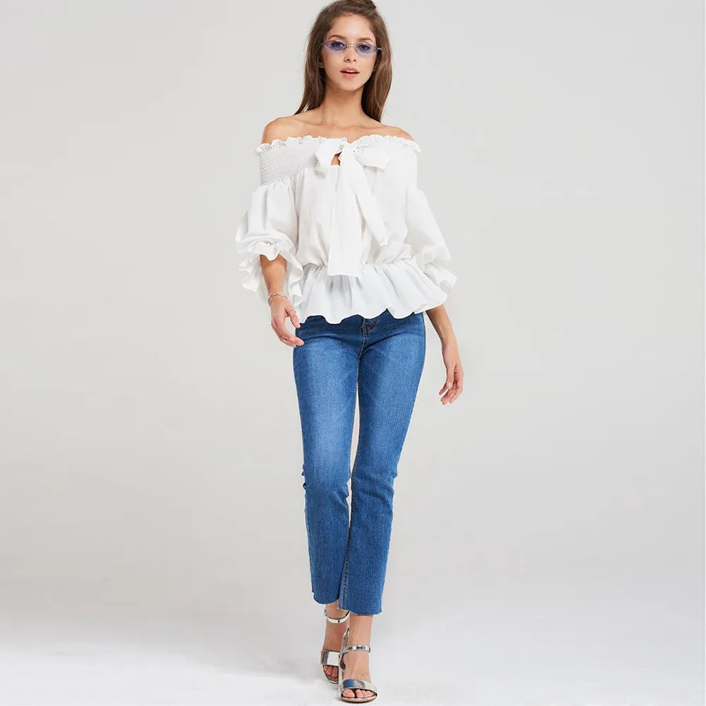 Womens Blouses And Tops For Summer Sexy Slash Neck Half Sleeve Butterfly Sleeve Soild Flounce Bow Tie Cold Shoulder Tops Blouse
Womens Blouses And Tops For Summer Sexy Slash Neck Half Sleeve Butterfly Sleeve Soild Flounce Bow Tie Cold Shoulder Tops Blouse