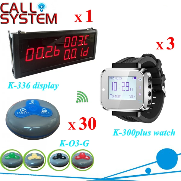 Wireless pager service calling system 1 monitor 3 wrist receiver 30 guest bell buzzer with CE
Wireless pager service calling system 1 monitor 3 wrist receiver 30 guest bell buzzer with CE