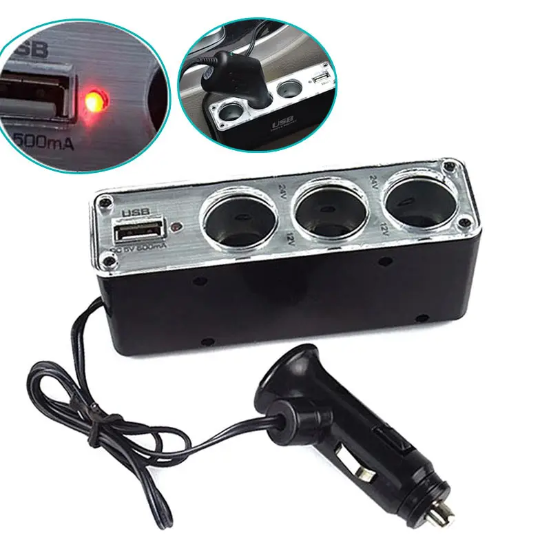 3 способа мульти гнездо разветвитель автомобильного прикуривателя USB штекер