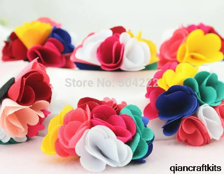 

set of 30pcs linen cotton Flowers Plum rainbow neon Flower 60mm- Fabric Flower - Burlap Rose - Rolled flowers Wedding