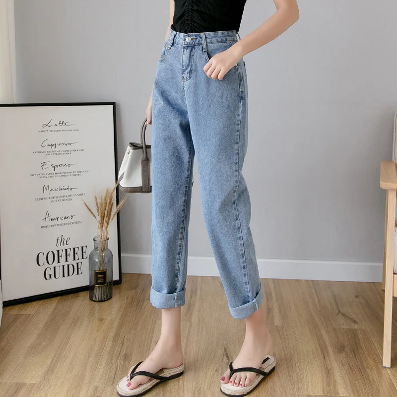Фото LIBERJOG женские джинсы с высокой талией свободные осенние брюки - купить