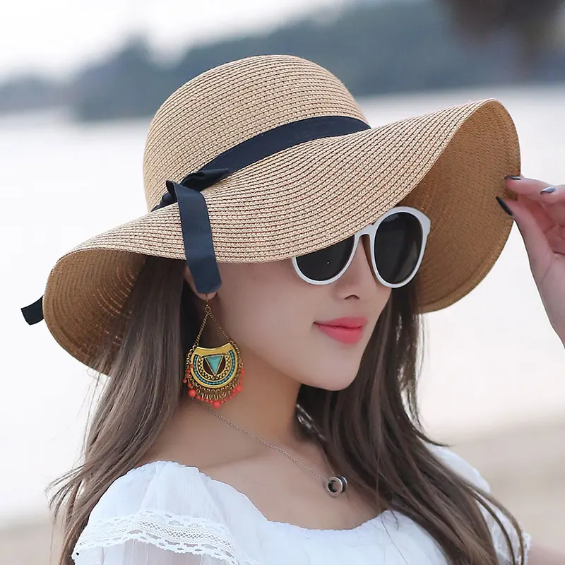 Summer Hats Women's Foldable Wide Large Brim Beach Sun Hat Straw Beach Breathable Cap For Ladies Elegant Hats Girl chapeau femme
Summer Hats Women's Foldable Wide Large Brim Beach Sun Hat Straw Beach Breathable Cap For Ladies Elegant Hats Girl chapeau femme