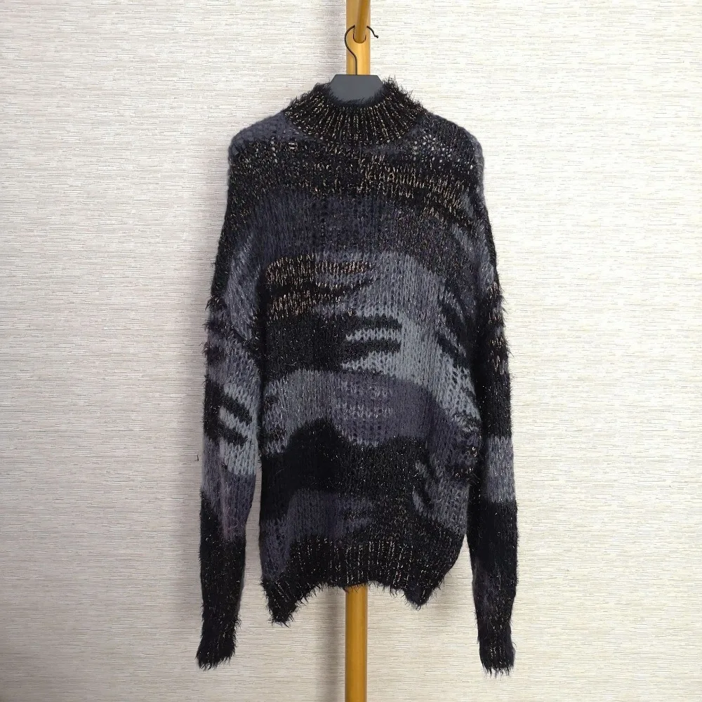 Women Sweater 2018 New Fashion High Quality Knitting Sweater Grey White Autumn