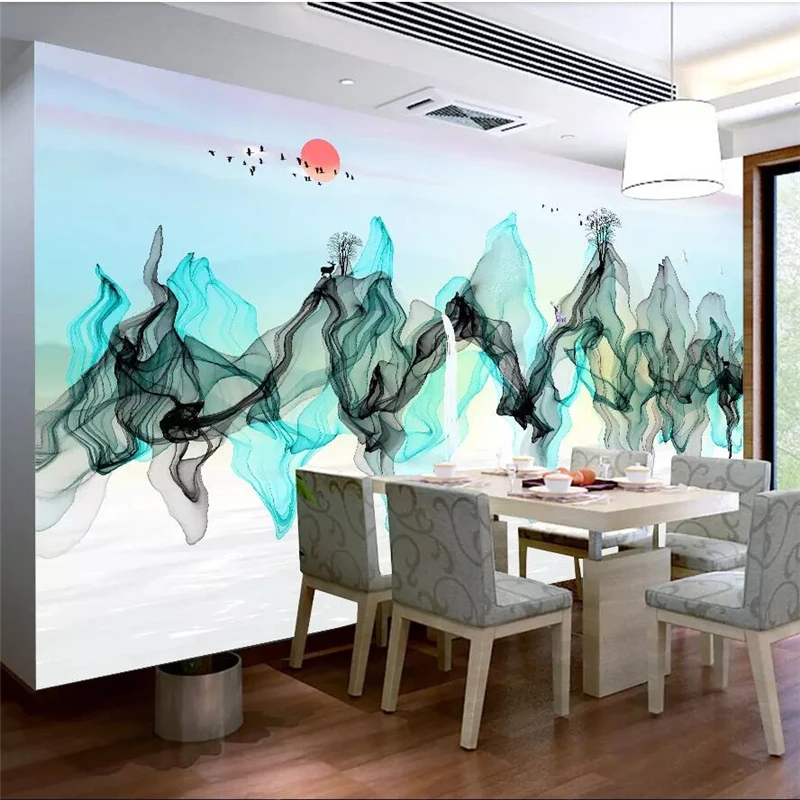 Новая китайская пейзажная живопись beibehang павлин синий фон настенная краска с
