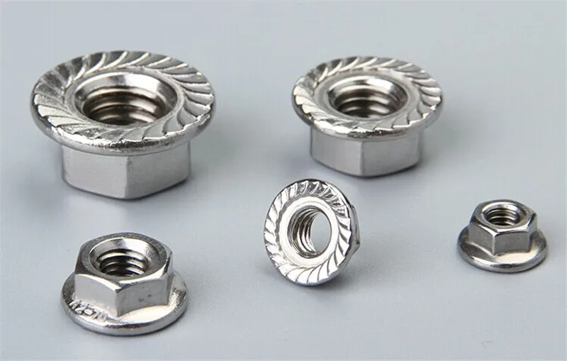 100pcs/Lot Free Shipping Metric M6 304 Stainless Steel Hex Head Flange Nuts