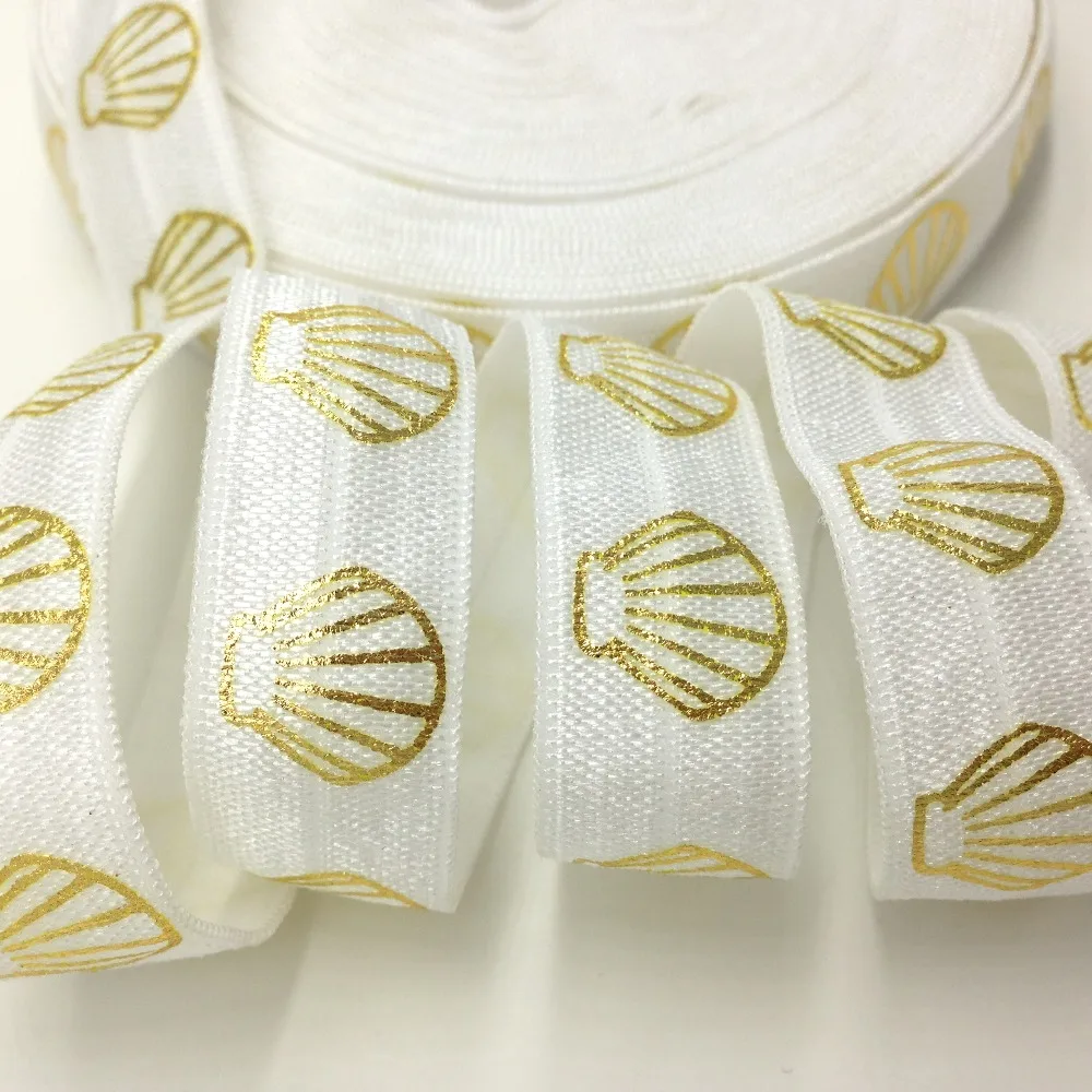 5 Yards 5/8 White Gold Sea Shell printed Fold Over Elastic Ribbon, wedding Party decor, Gum for sewing
5 Yards 5/8 White Gold Sea Shell printed Fold Over Elastic Ribbon, wedding Party decor, Gum for sewing