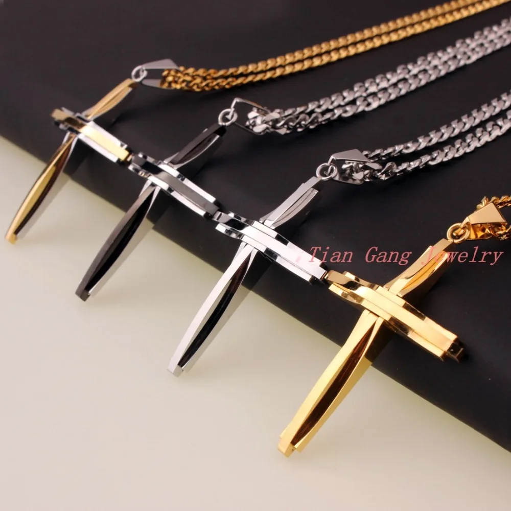 High Quality Cross Stainless Steel Mens Pendant Necklace with Chain wholesale Gold /Black / Silver Color Selection
High Quality Cross Stainless Steel Mens Pendant Necklace with Chain wholesale Gold /Black / Silver Color Selection