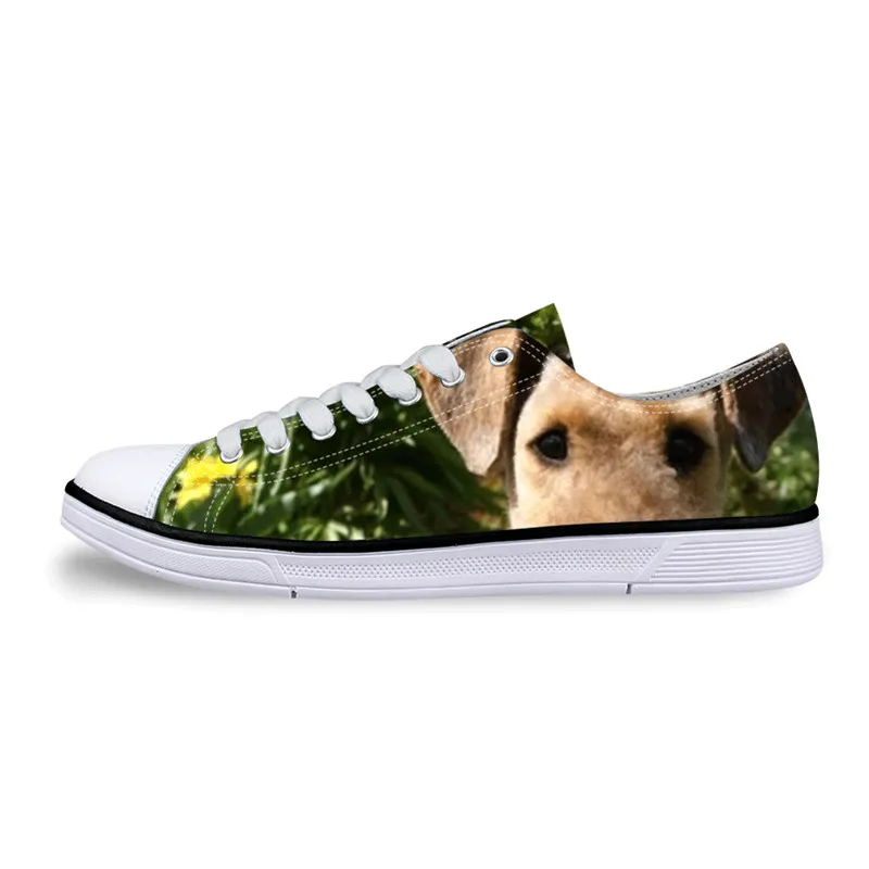 Женские парусиновые туфли Airedale Terrier с низким верхом повседневная обувь принтом