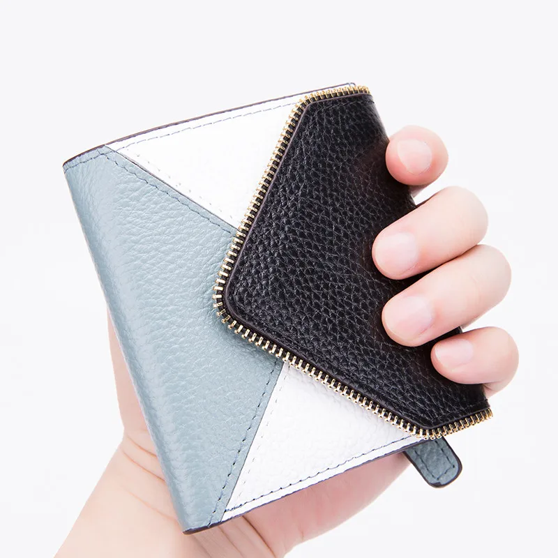 Cartera corta de cuero para mujer carteras diseminador металлические Mini Color caramelo cartera | Багаж и сумки