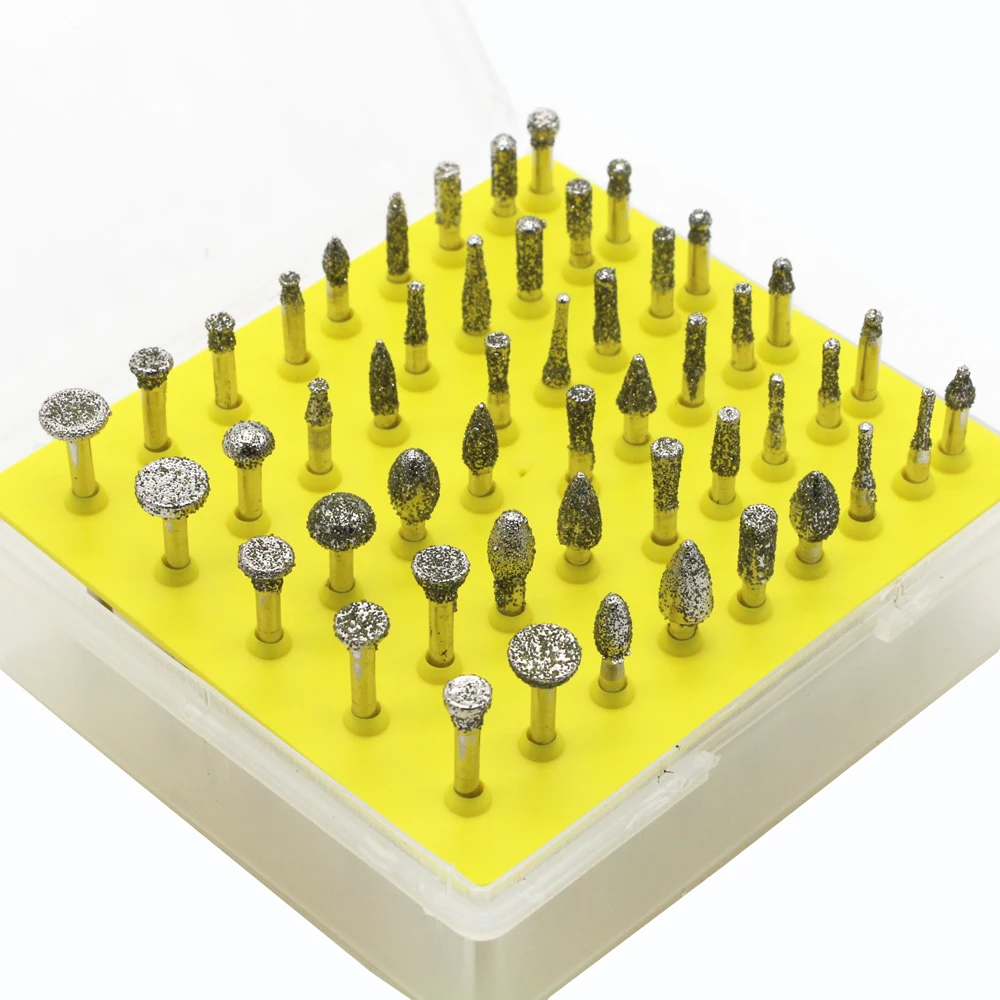 50pcs Electroplating Diamond Mounted Diamond Carving Bits Mounted Points, Grinding Burrs for Glass, Metal, Stone, Wood MT064
50pcs Electroplating Diamond Mounted Diamond Carving Bits Mounted Points, Grinding Burrs for Glass, Metal, Stone, Wood MT064