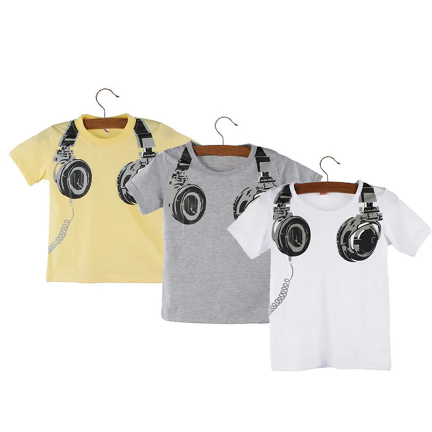 2018 Summer Casual Sport Boy Kids Headphone Short Sleeve Tops Blouses T Shirt Tees Clothes Dropshipping 0312 | Мать и ребенок