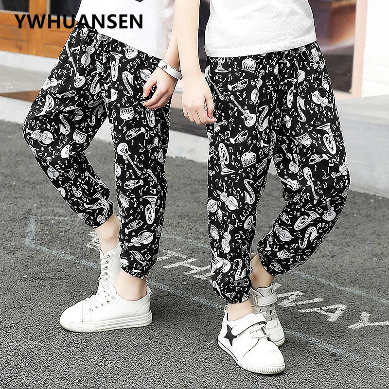 YWHUANSEN Children Summer Trousers Girl Anti-mosquito Harem Pants Printing Thin Girls Toddler Teen Clothing for Boys Child | Мать и