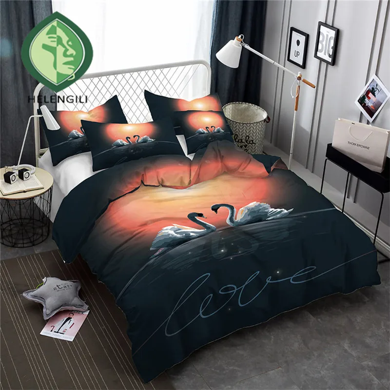 HELENGILI 3D Bedding Set Swan Print Duvet cover set lifelike bedclothes with pillowcase bed set home Textiles #HTE-10
HELENGILI 3D Bedding Set Swan Print Duvet cover set lifelike bedclothes with pillowcase bed set home Textiles #HTE-10