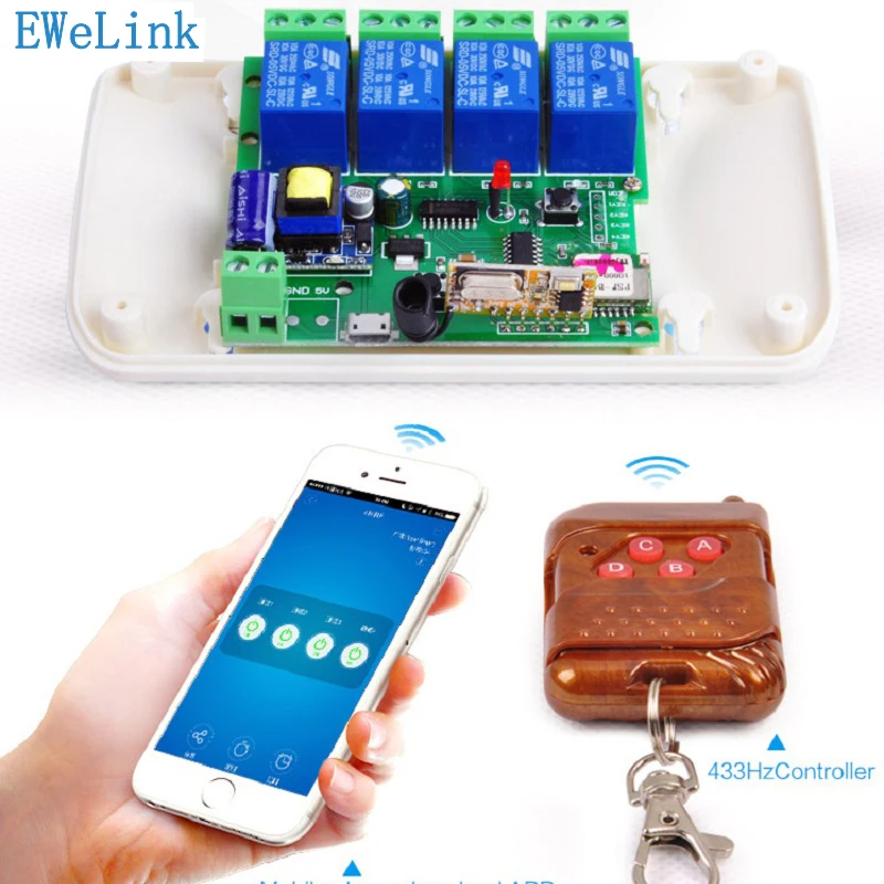 WI FI переключатель 4ch5V/32 v 4 способ реле радиочастотный приемник Jog толчковой