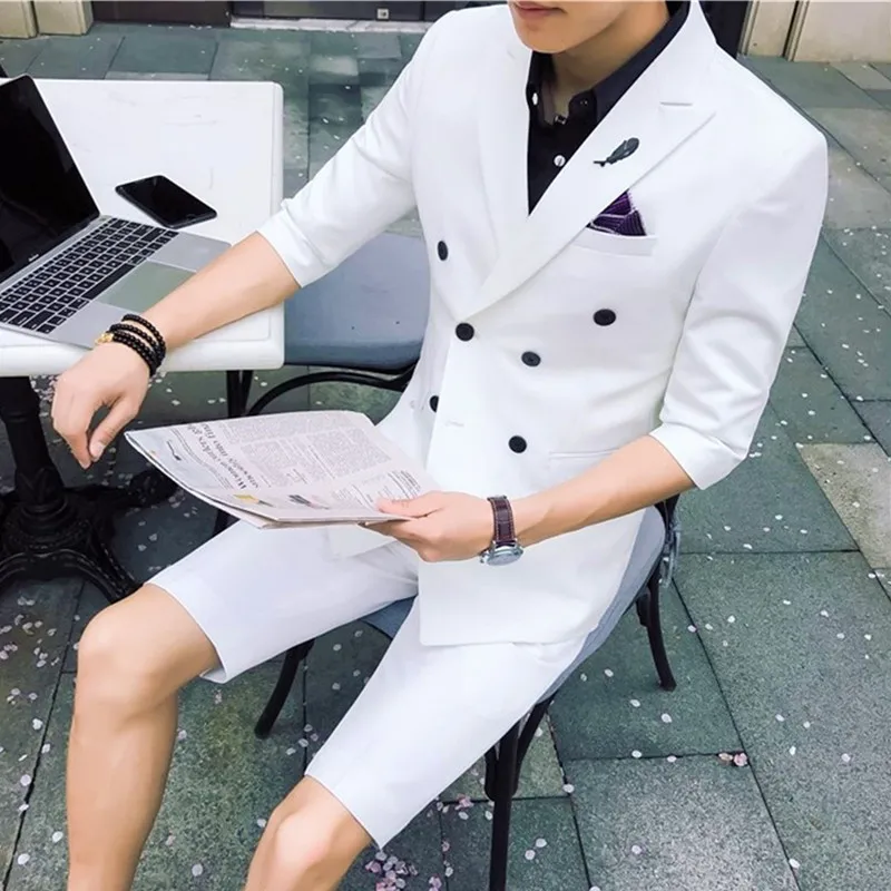 New White Summer Men Suit with Short Pants Fashion Business Yong Summer Wear Prom Party Suits (jacket+pant)
New White Summer Men Suit with Short Pants Fashion Business Yong Summer Wear Prom Party Suits (jacket+pant)