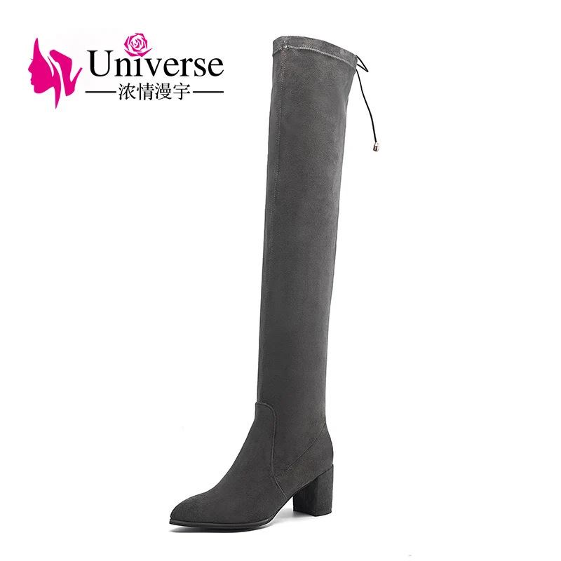 Universe stretch fabric women knee high boots med heel winter boots short plush lining thigh high boots G413
Universe stretch fabric women knee high boots med heel winter boots short plush lining thigh high boots G413