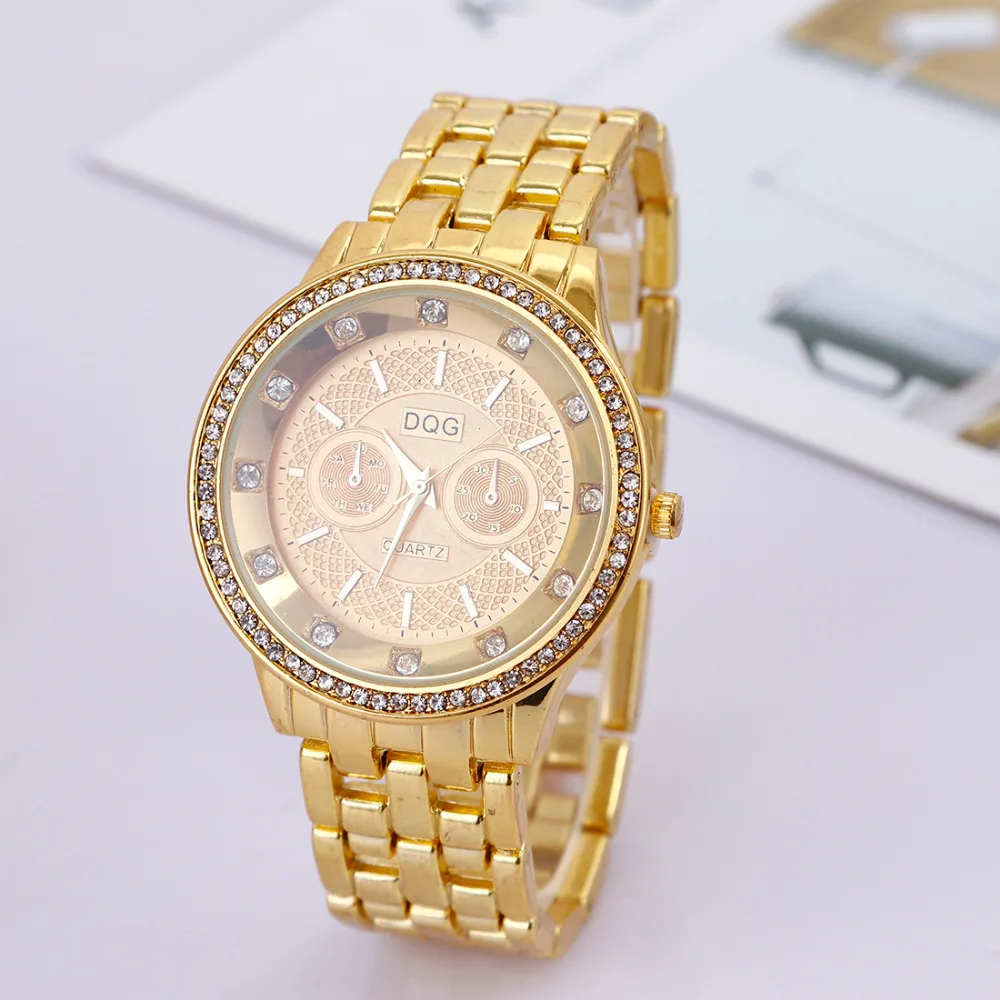 Chasy 2018 Новые Модные Роскошные бренды DQG часы для влюбленных Золотые женские из