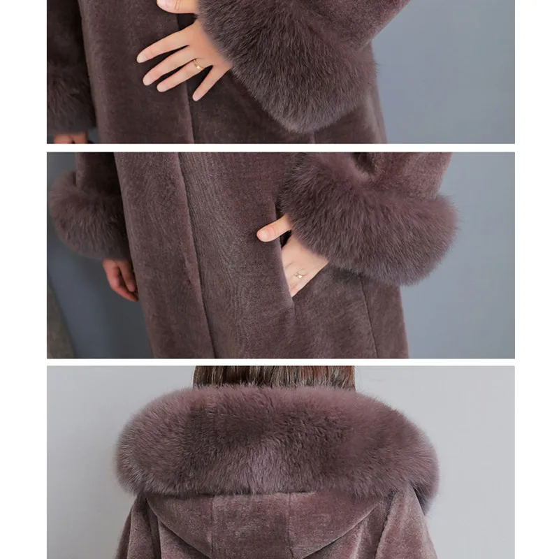 plus size women winter coat new Fox Fur Collar Hooded Sheep shearing jacket long thick warm loose fur coat Casacas Para Mujer
plus size women winter coat new Fox Fur Collar Hooded Sheep shearing jacket long thick warm loose fur coat Casacas Para Mujer
