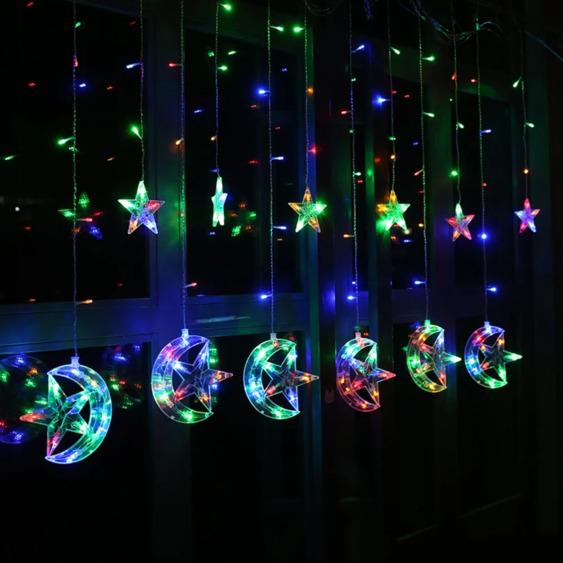 2.5M 138leds moon star icicle led curtain fairy string light Holiday Christmas light for Wedding home party Ramadan decoration
2.5M 138leds moon star icicle led curtain fairy string light Holiday Christmas light for Wedding home party Ramadan decoration
