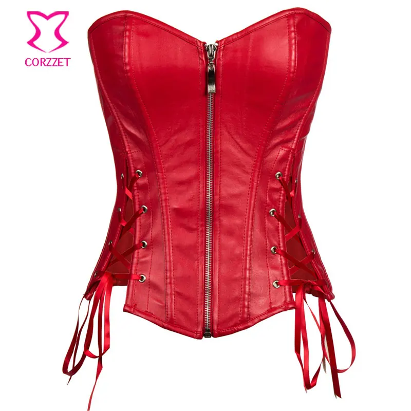 Red Leather Front Zipper Side Lace Up Corset Bustier Top Steampunk Clothing Gothic Korsett For Women Sexy Burlesque Costumes
Red Leather Front Zipper Side Lace Up Corset Bustier Top Steampunk Clothing Gothic Korsett For Women Sexy Burlesque Costumes