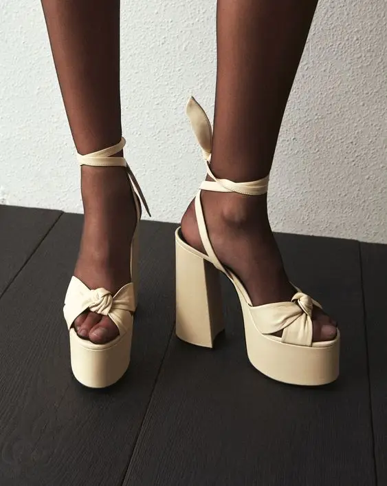 Carole Levy Sexy Peep Toe Bowknot Thick Heels Sandal Lace up Platform High Heel Shoes Woman Summer Cutouts Dress Shoe Beige
Carole Levy Sexy Peep Toe Bowknot Thick Heels Sandal Lace up Platform High Heel Shoes Woman Summer Cutouts Dress Shoe Beige