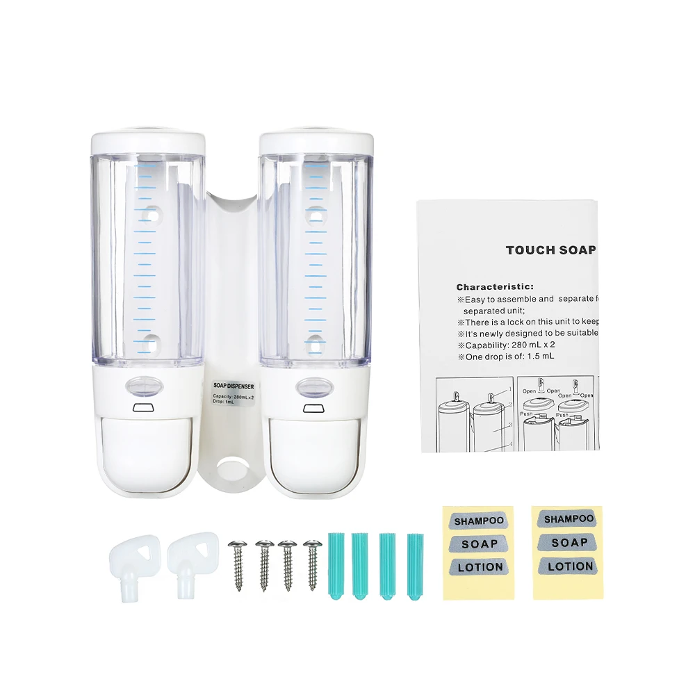 280ml Double Liquid Soap Dispensers Wall-mounted Shampoo Box Washroom Toilet Shampoo Shower Gel Manual Soap Dispensers Holder
280ml Double Liquid Soap Dispensers Wall-mounted Shampoo Box Washroom Toilet Shampoo Shower Gel Manual Soap Dispensers Holder