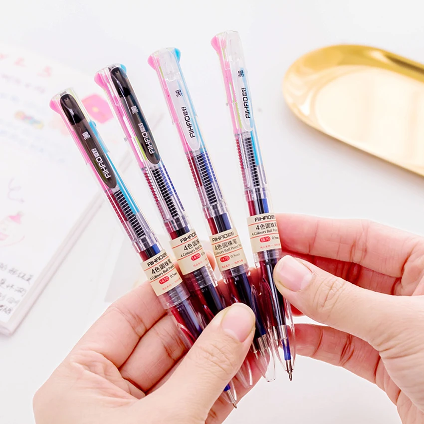 4 in 1 Colored Ballpoint Pen Student Transparent Pen Stationery School 0.5mm Press-type Writing Pen Red/Green/Blue/Black Ink
4 in 1 Colored Ballpoint Pen Student Transparent Pen Stationery School 0.5mm Press-type Writing Pen Red/Green/Blue/Black Ink