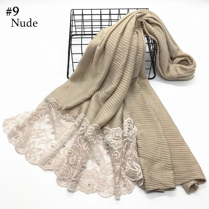 New design luxury floral lace edges crinkled solid shawl viscose muslim women scarf hijabs fashion beads pearls scarf 5pcs/lot
New design luxury floral lace edges crinkled solid shawl viscose muslim women scarf hijabs fashion beads pearls scarf 5pcs/lot