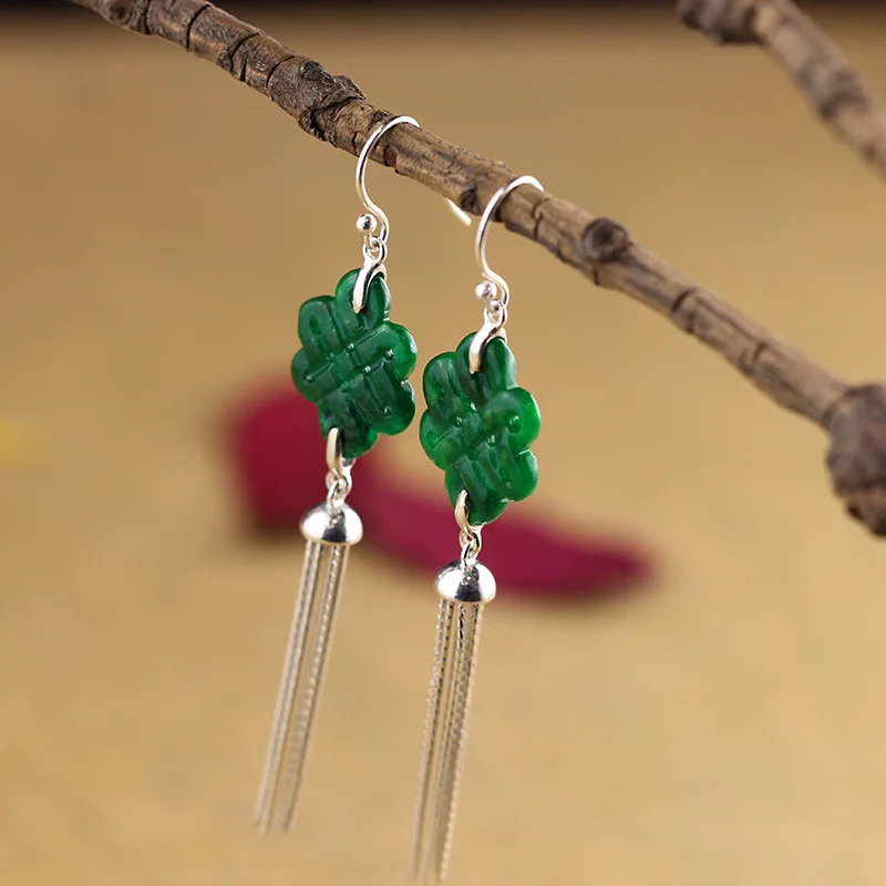 Natural Jade Long Drop Tassels Earrings For Women Ornaments Atmospheric Chinese Knot National Wind Ms Tassels Eardrop Tielong
Natural Jade Long Drop Tassels Earrings For Women Ornaments Atmospheric Chinese Knot National Wind Ms Tassels Eardrop Tielong