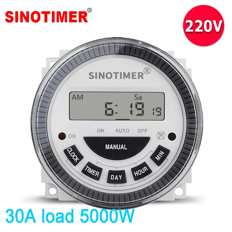 230Vac Heavy Load 30A 7 Days Weekly Programmable Digital Timer Switch Output 220V Voltage Inside Battery with Dustproof Cover
230Vac Heavy Load 30A 7 Days Weekly Programmable Digital Timer Switch Output 220V Voltage Inside Battery with Dustproof Cover