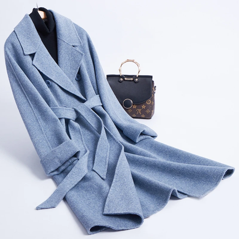 double face wool flannel women long slim sashes overcoat suits collar slanting pockets EU/S-2XL retail wholesale
double face wool flannel women long slim sashes overcoat suits collar slanting pockets EU/S-2XL retail wholesale
