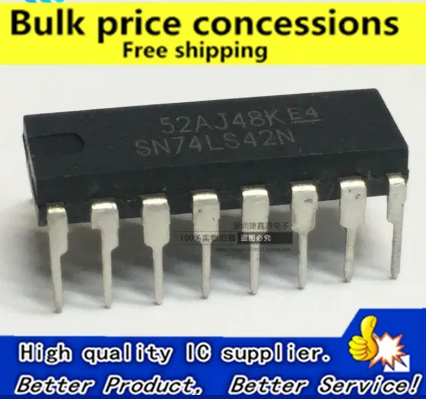 Free shipping 10pcs/lot 50pcs/lot SN74LS42N 74LS42 HD74LS42P DIP-16 Ji digital logic circuits SN7442N
Free shipping 10pcs/lot 50pcs/lot SN74LS42N 74LS42 HD74LS42P DIP-16 Ji digital logic circuits SN7442N