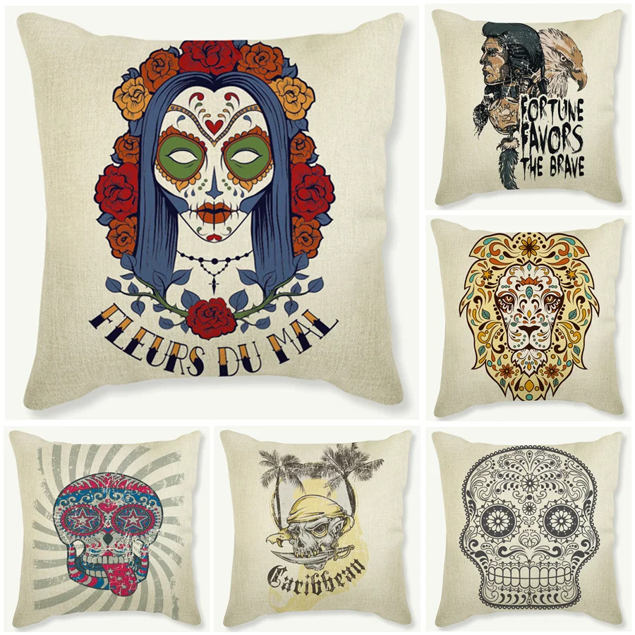 Girl Sugar Skull Cushion Cover Flower Punk Indian Skull Pillow Cover for Sofa Home Decorative Pillow Throw Pillows Cojines
Girl Sugar Skull Cushion Cover Flower Punk Indian Skull Pillow Cover for Sofa Home Decorative Pillow Throw Pillows Cojines